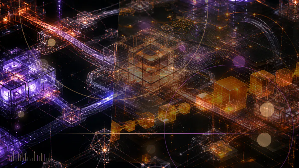 Conceptual illustration of bitcoin held in institutional vaults connected to a separate protocol rewards network.